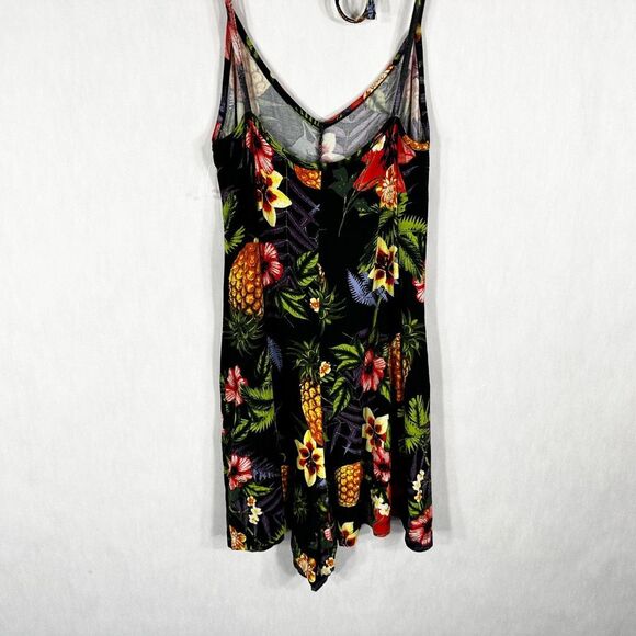 ASOS Size 4 Romper Tropical Print Floral Pineapples Mini Knit V Neck Stretch 623 - Picture 2 of 7